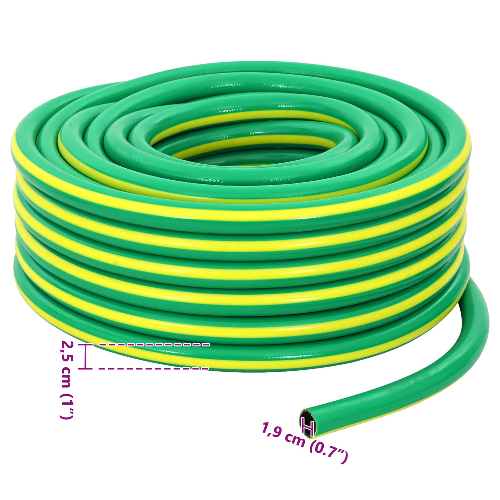 vidaXL Wąż ogrodowy 5-warstwowy Zielony i Żółty 3 / 4'' 50 m PVC