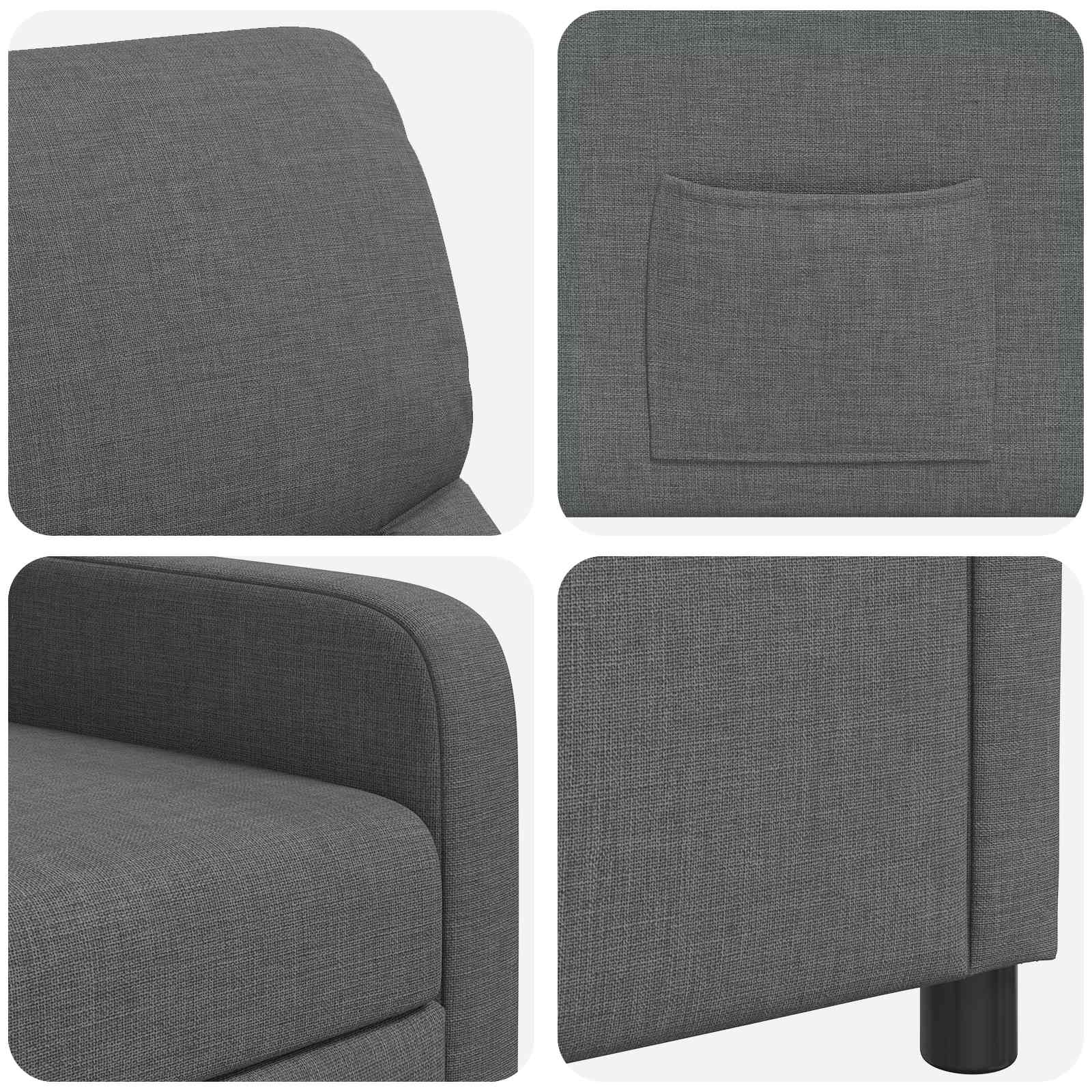 vidaXL Fotel recliner ciemnoszary tkanina