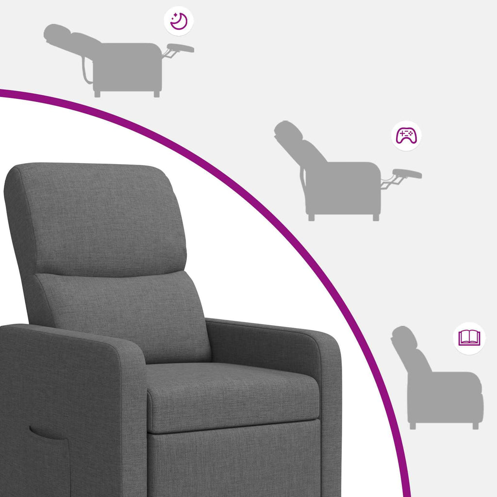 vidaXL Fotel recliner ciemnoszary tkanina