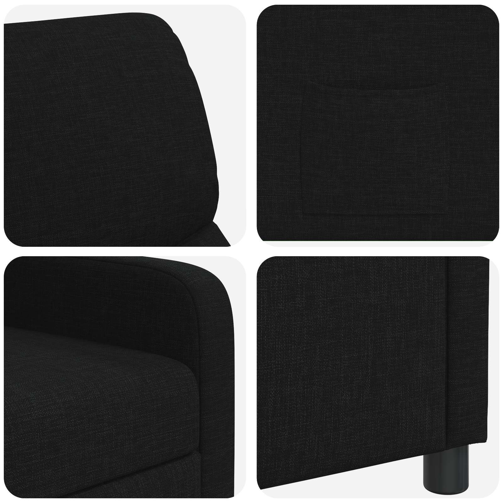 vidaXL Fotel recliner Czarny tkanina