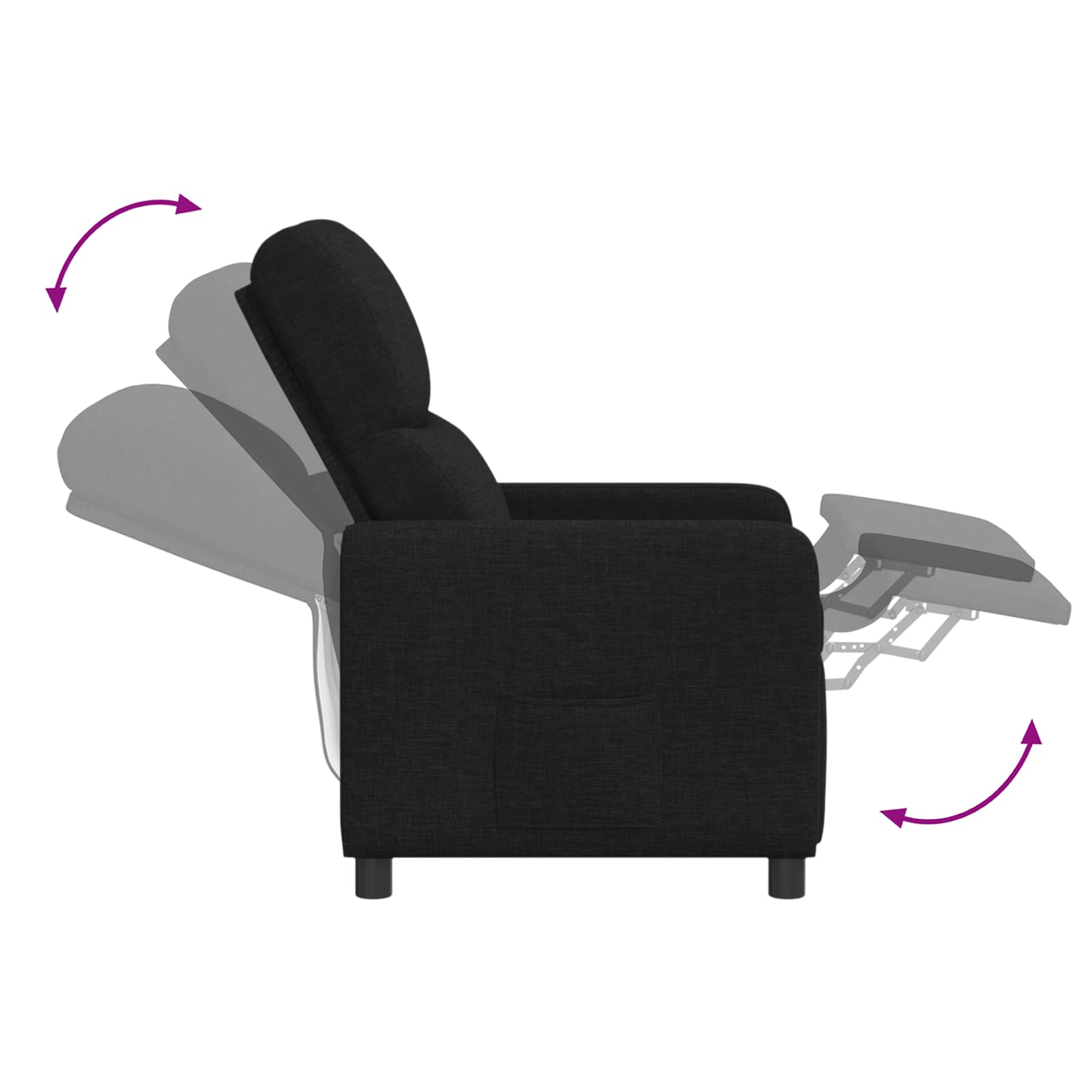 vidaXL Fotel recliner Czarny tkanina