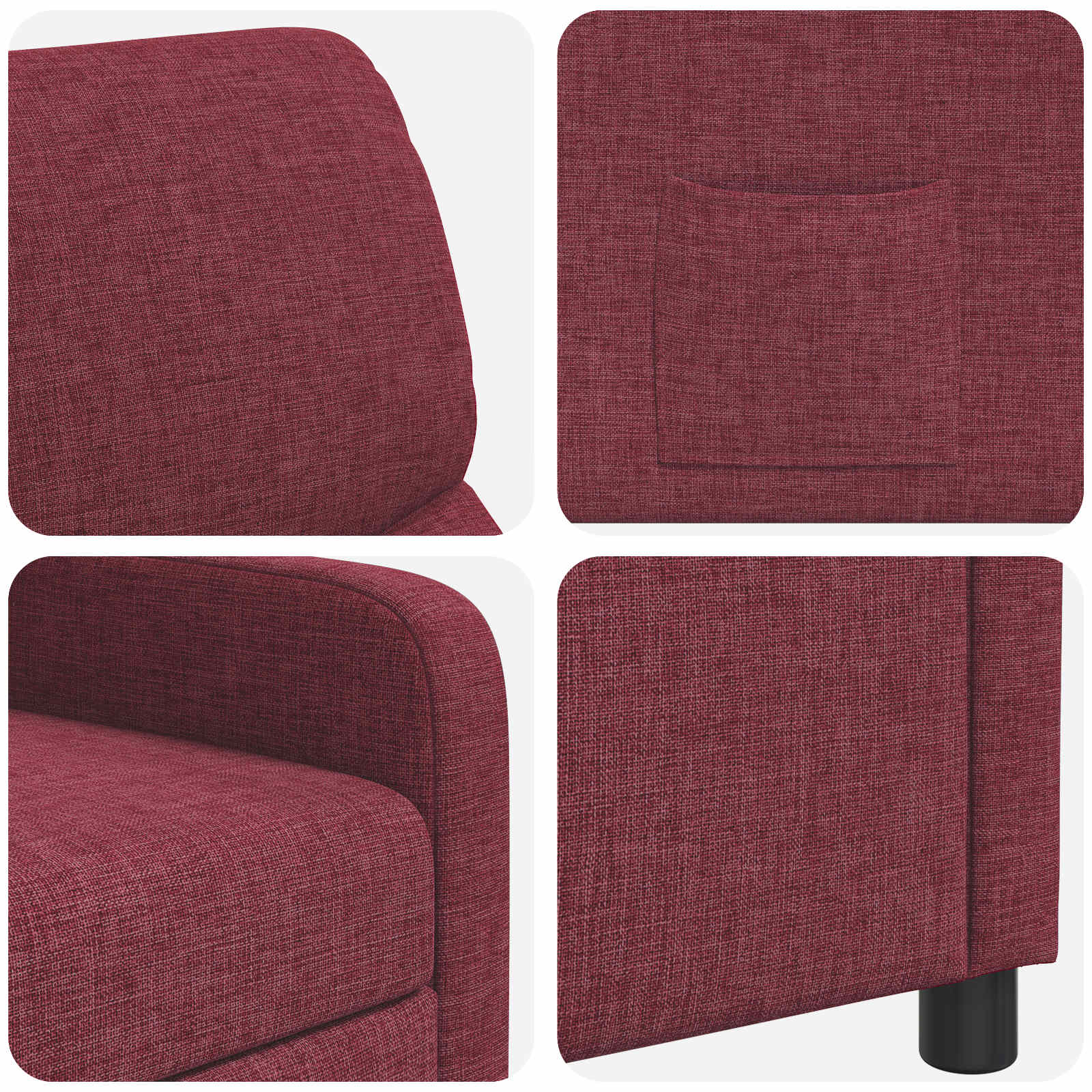 vidaXL Fotel recliner Czerwone wino tkanina