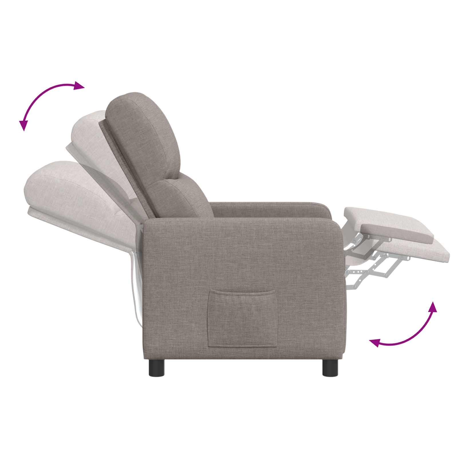 vidaXL Fotel recliner Ciemnoszary