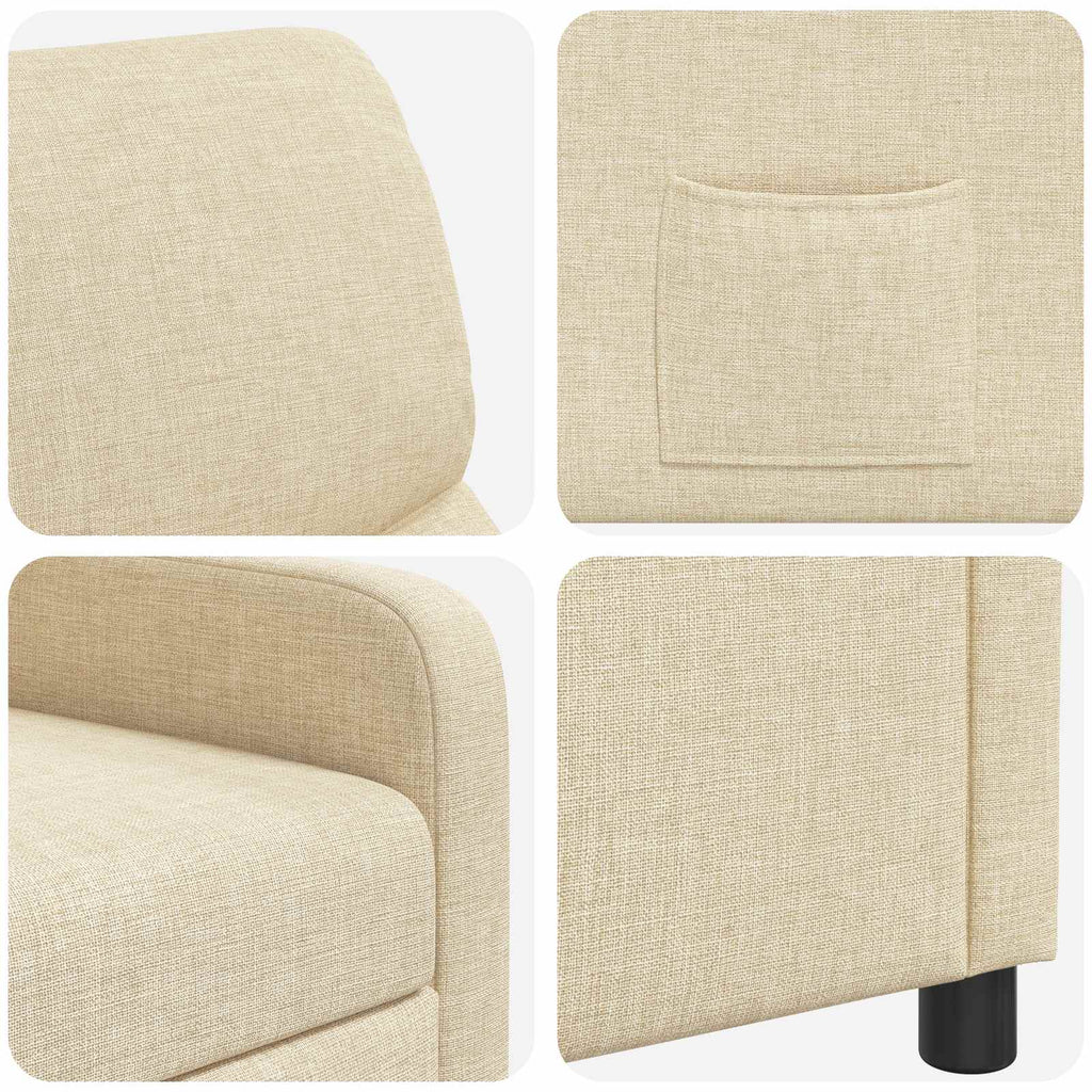 vidaXL Fotel recliner kremowy tkanina