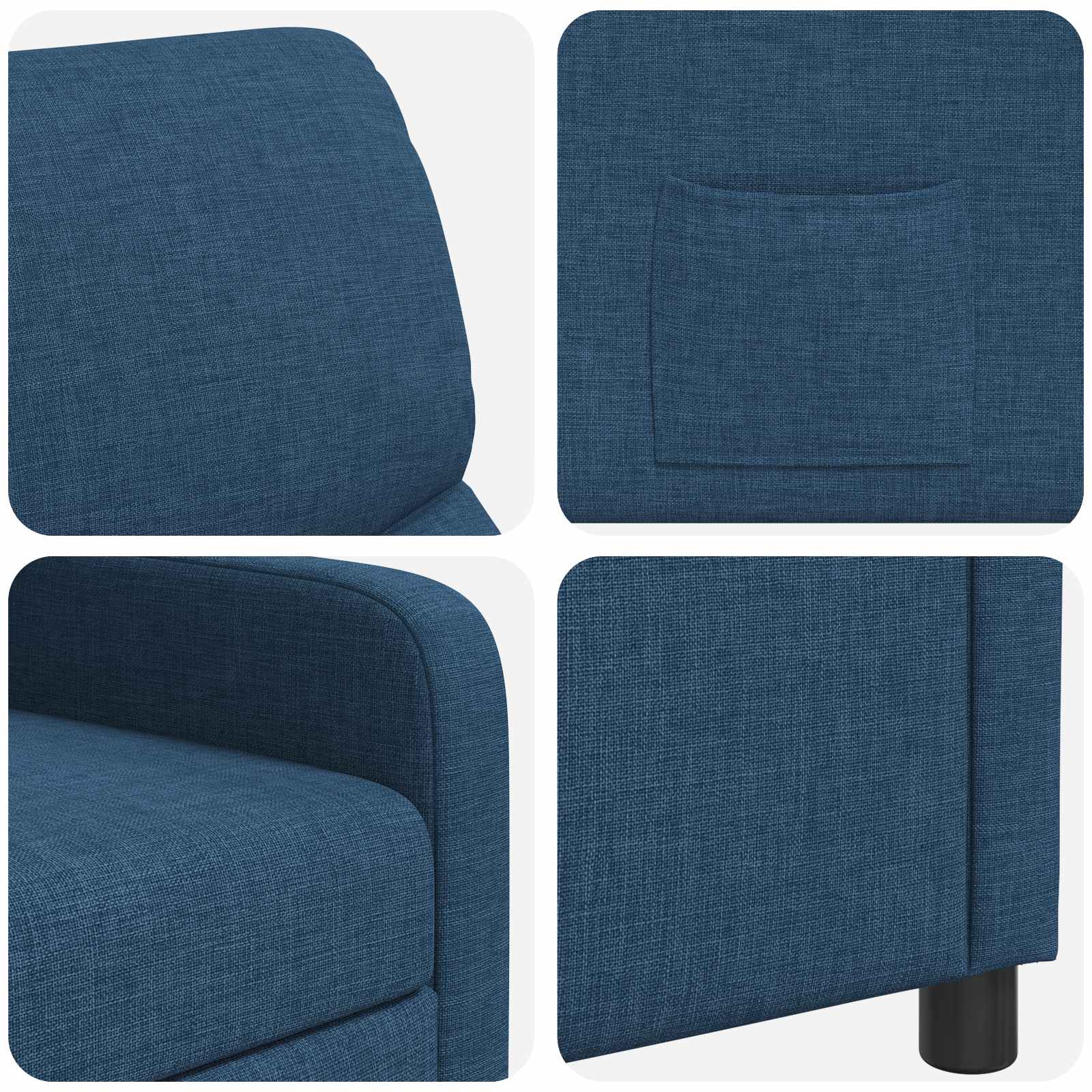 vidaXL Fotel recliner niebieski tkanina
