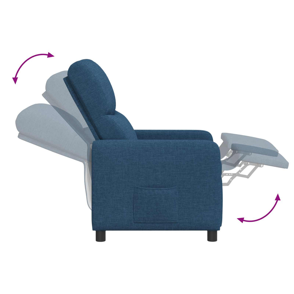 vidaXL Fotel recliner niebieski tkanina