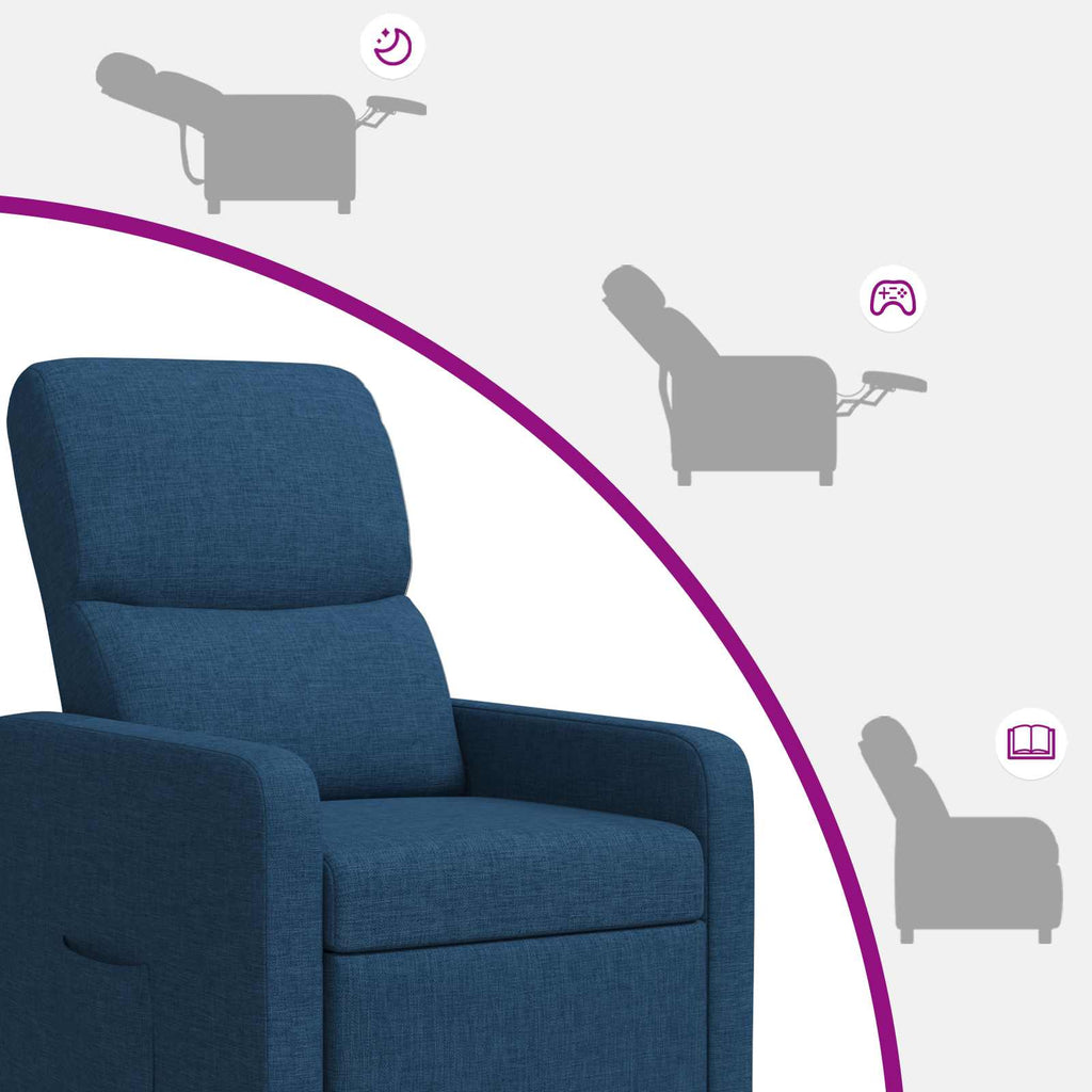 vidaXL Fotel recliner niebieski tkanina