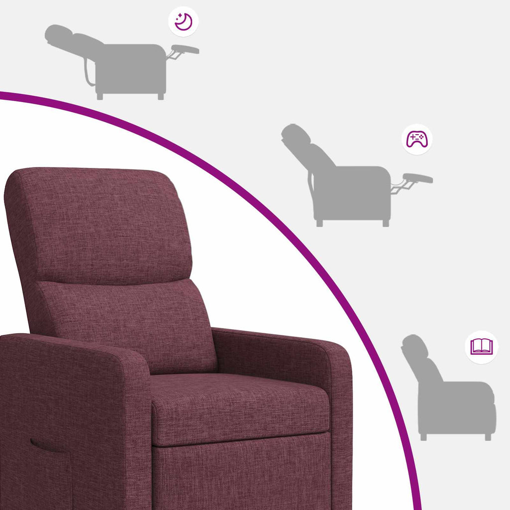 vidaXL Fotel recliner Fioletowy tkanina