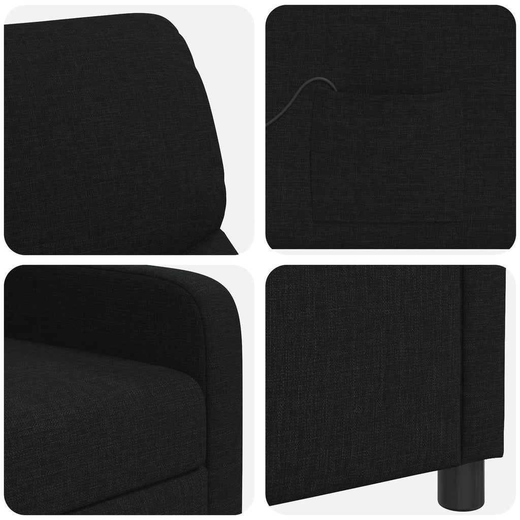 vidaXL Fotel recliner Czarny tkanina