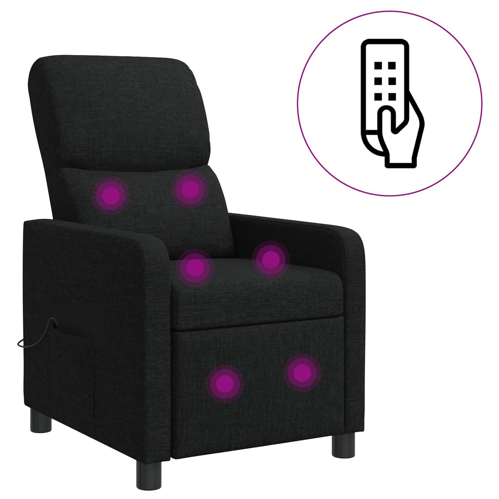 vidaXL Fotel recliner Czarny tkanina
