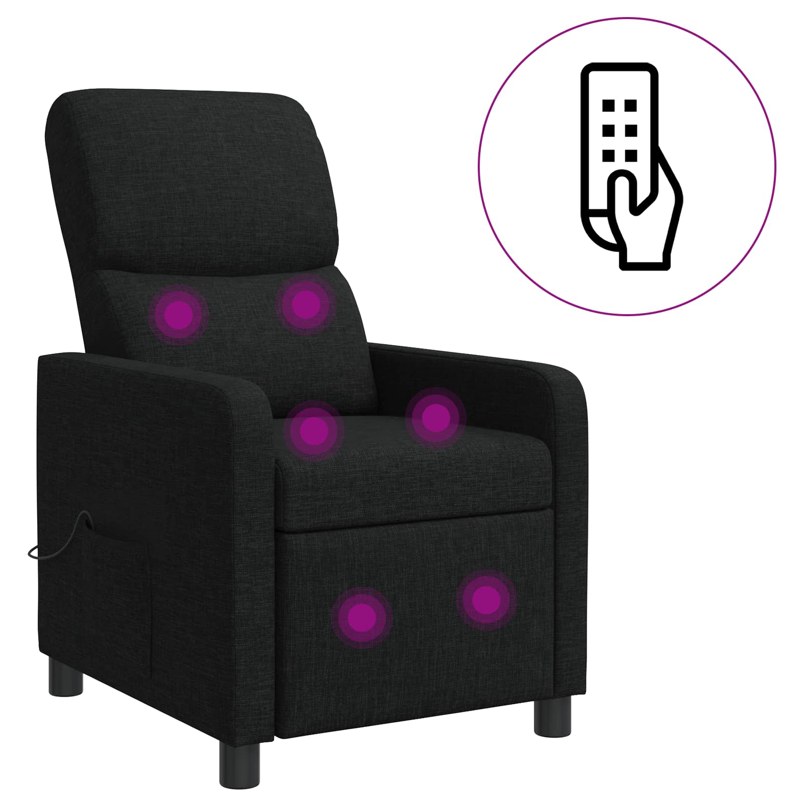 vidaXL Fotel recliner Czarny tkanina