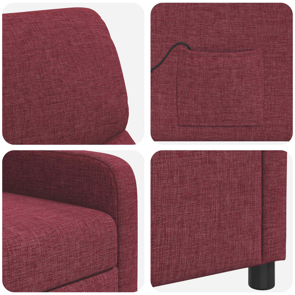 vidaXL Fotel recliner Czerwone wino tkanina