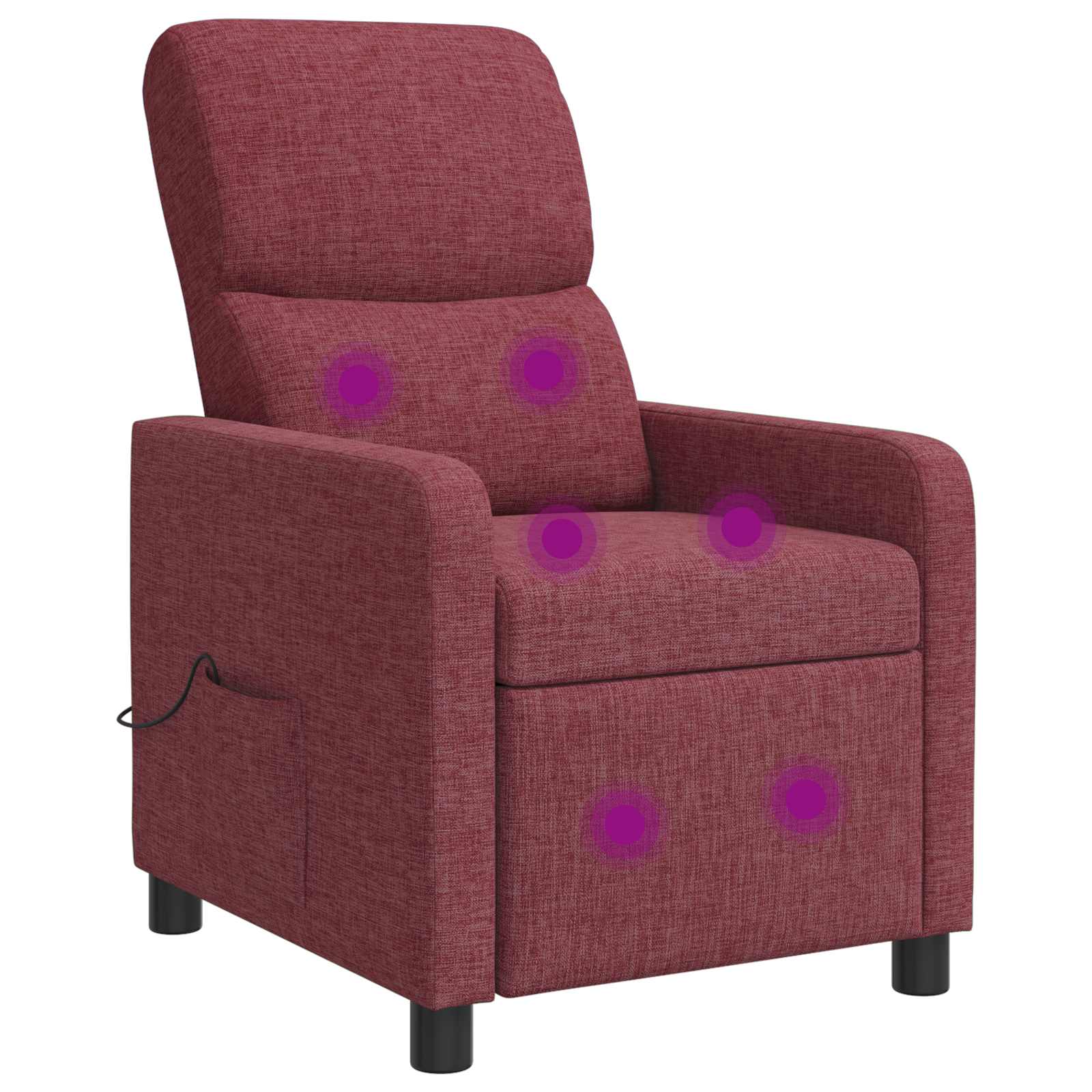 vidaXL Fotel recliner Czerwone wino tkanina