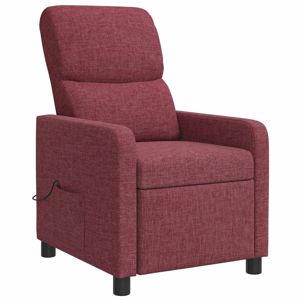 vidaXL Fotel recliner Czerwone wino tkanina
