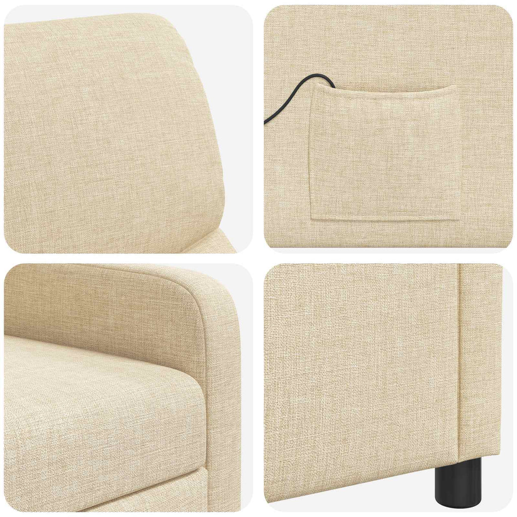 vidaXL Fotel recliner kremowy tkanina