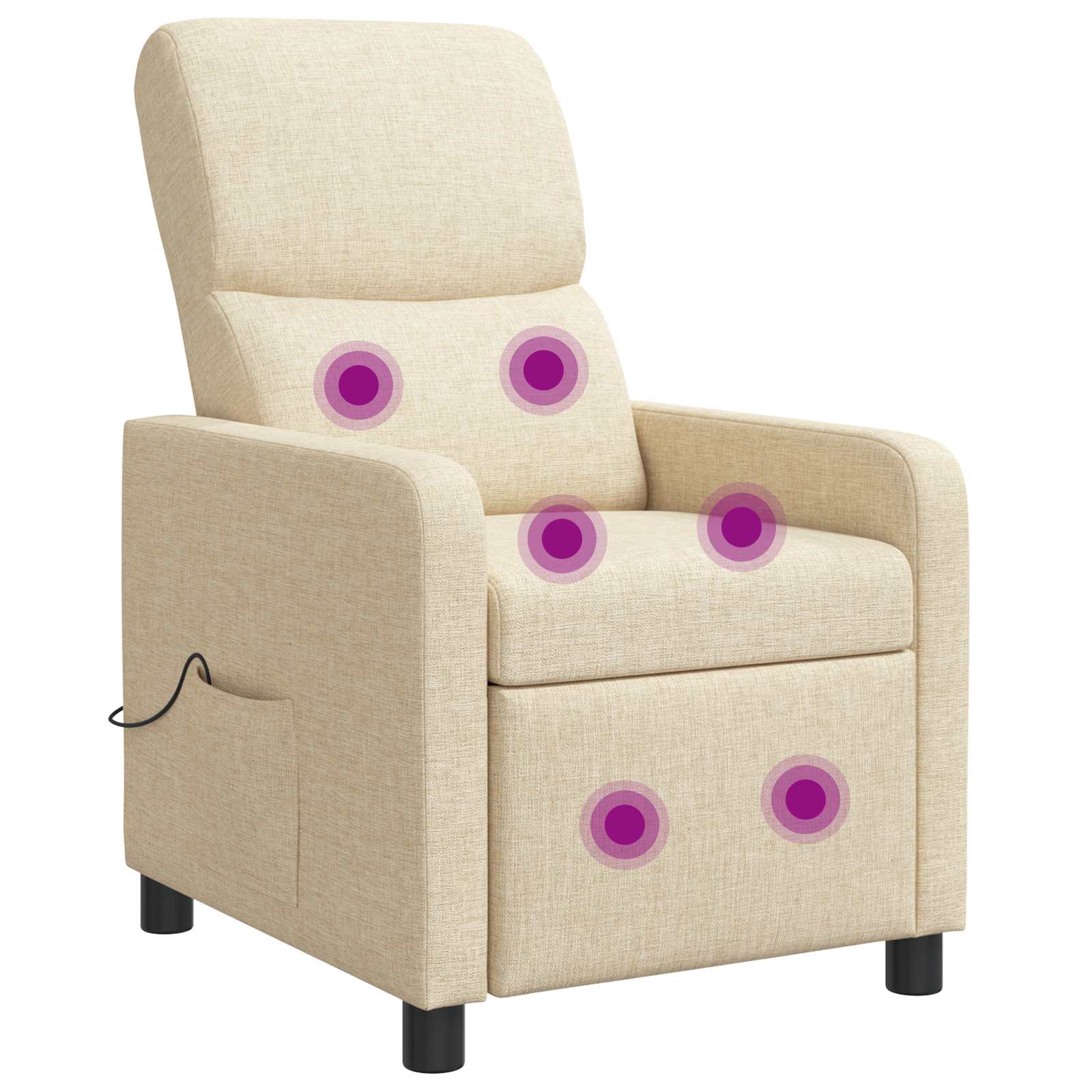 vidaXL Fotel recliner kremowy tkanina