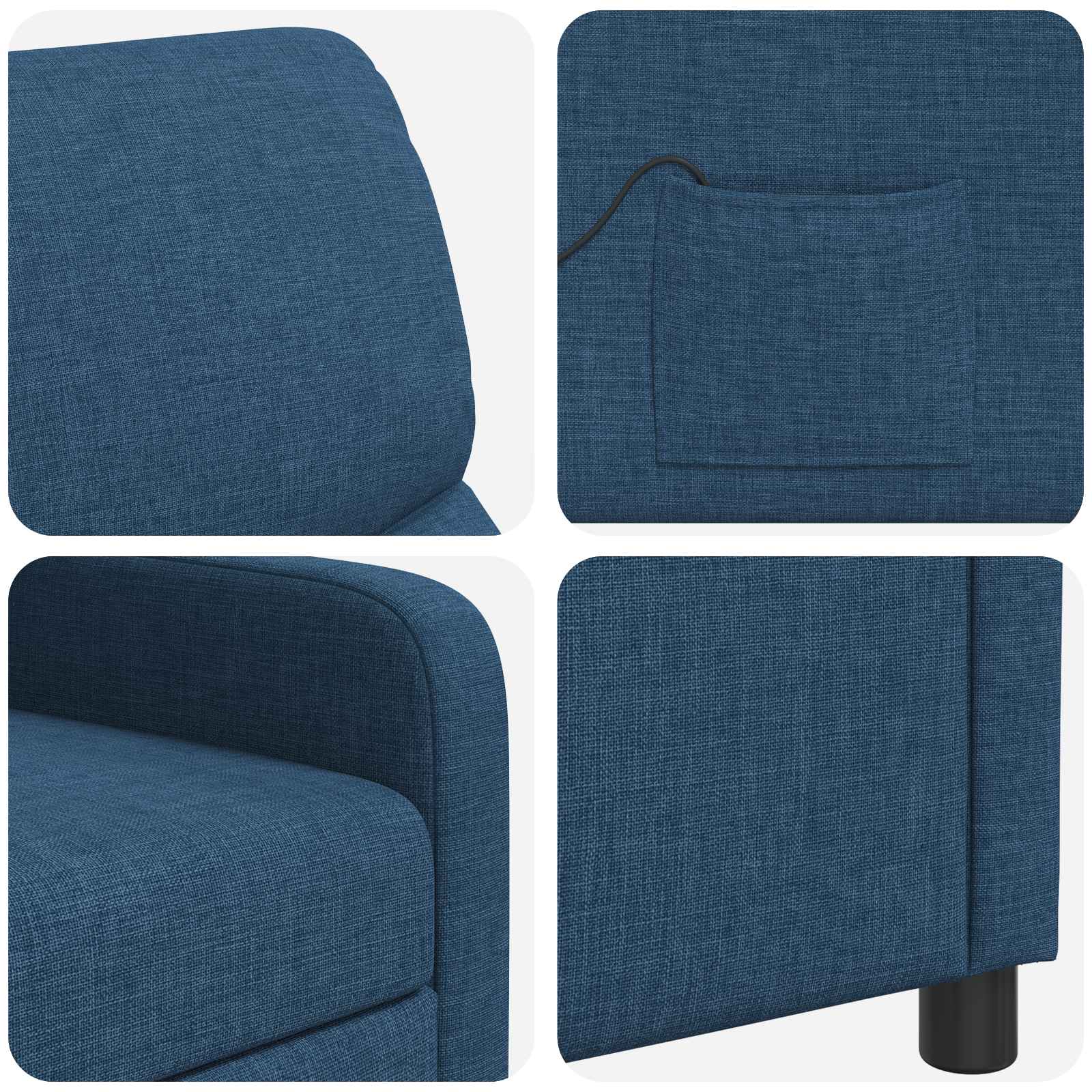 vidaXL Fotel recliner niebieski tkanina
