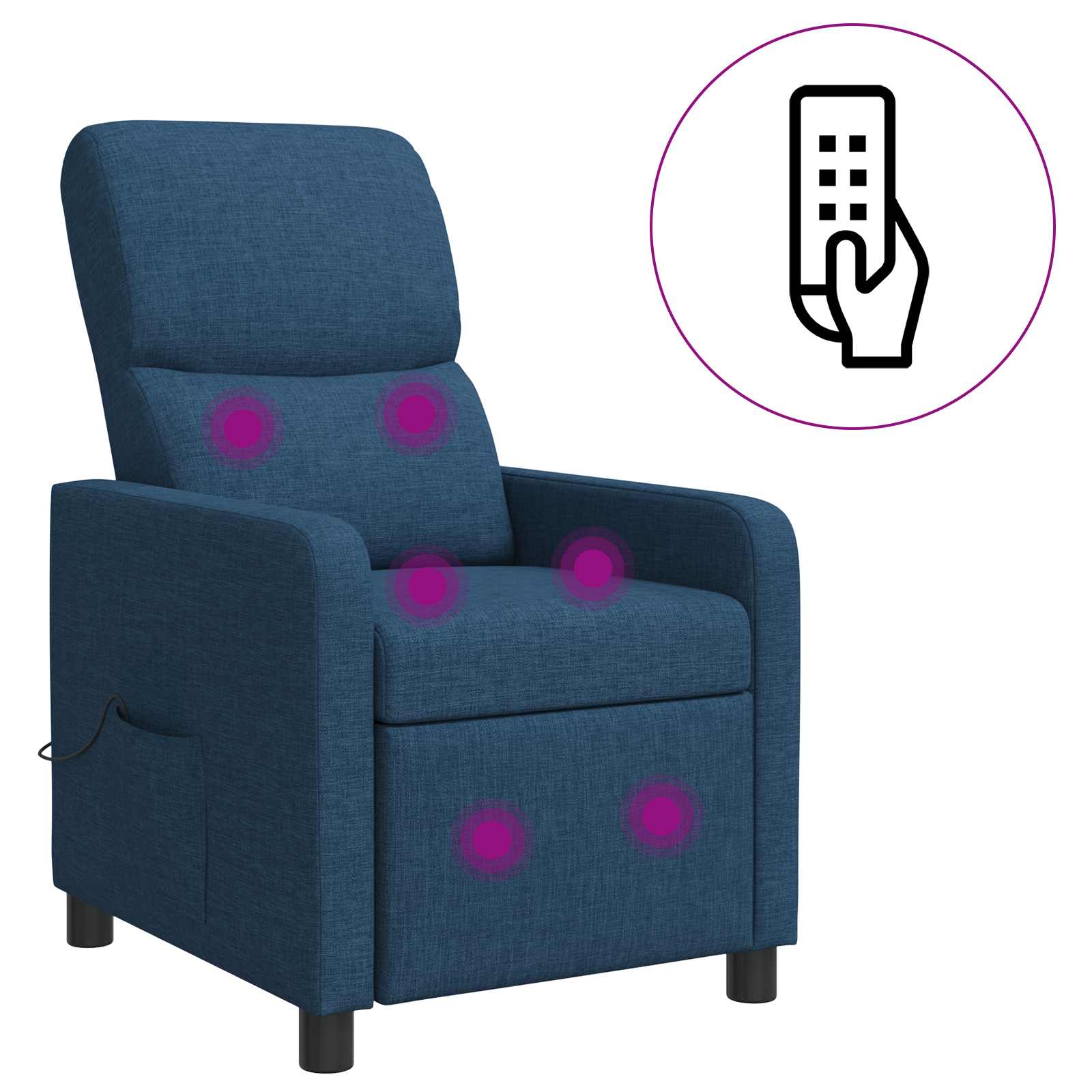 vidaXL Fotel recliner niebieski tkanina