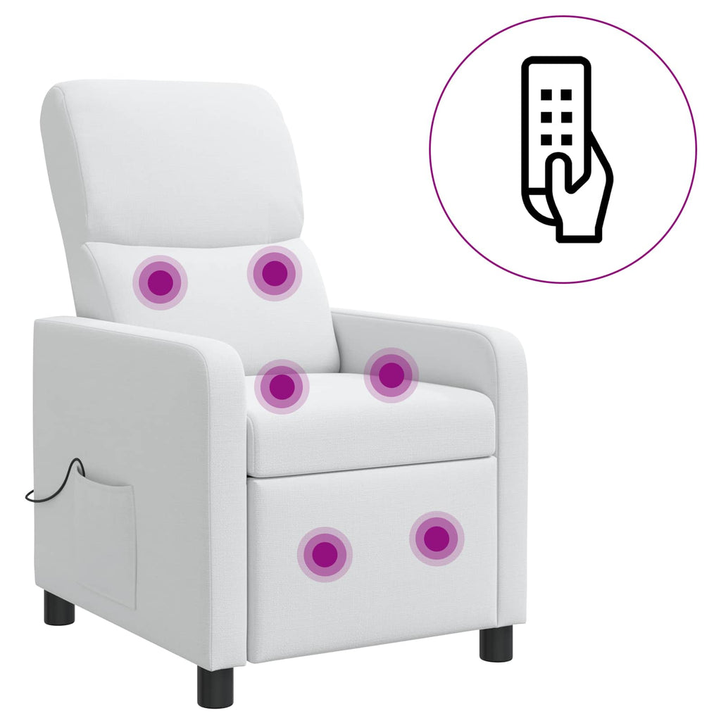 vidaXL Fotel recliner Biały tkanina