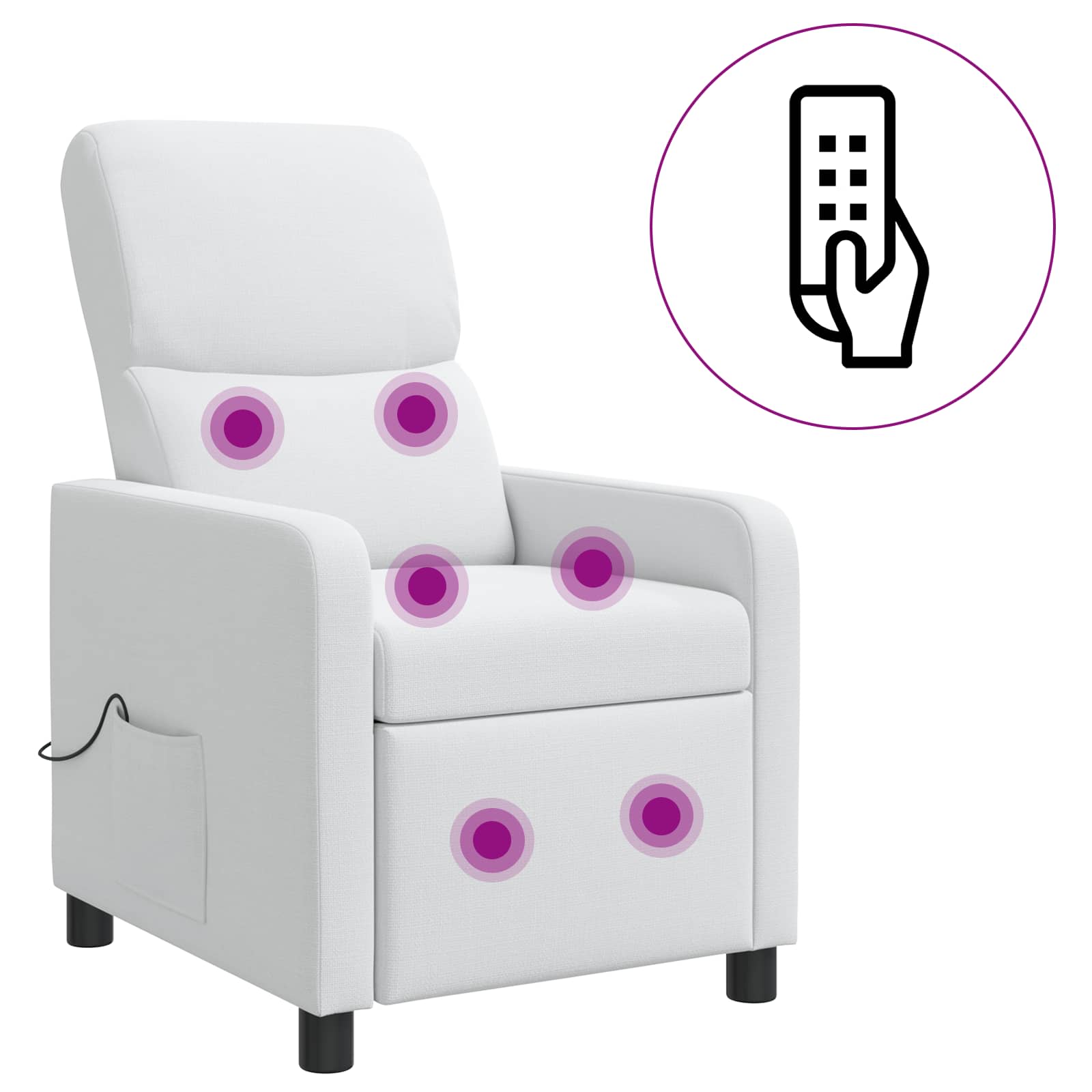 vidaXL Fotel recliner Biały tkanina