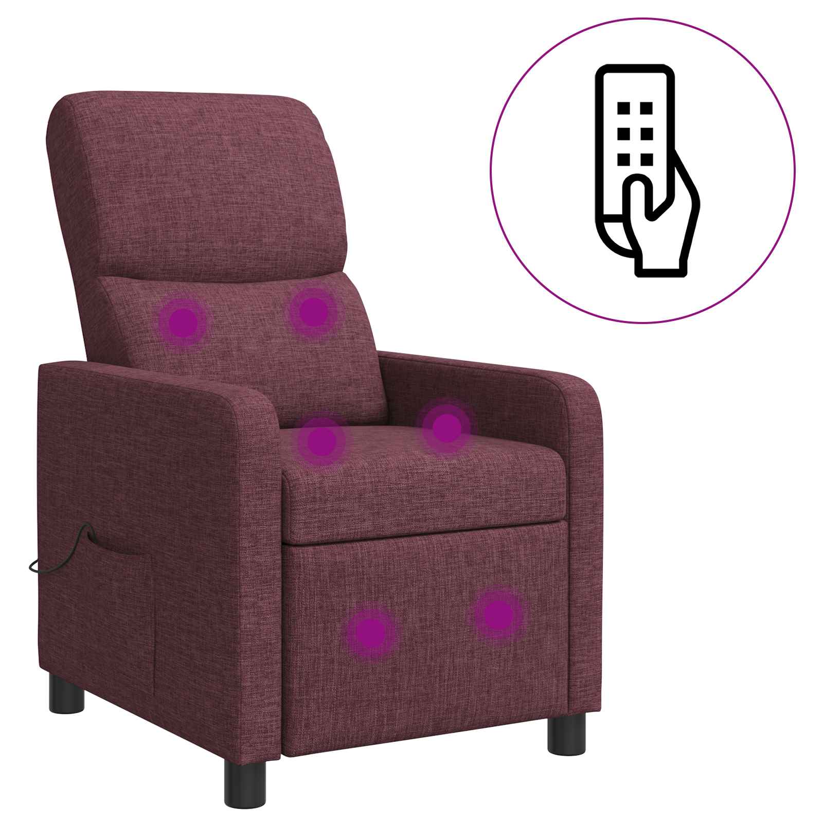 vidaXL Fotel recliner Fioletowy tkanina