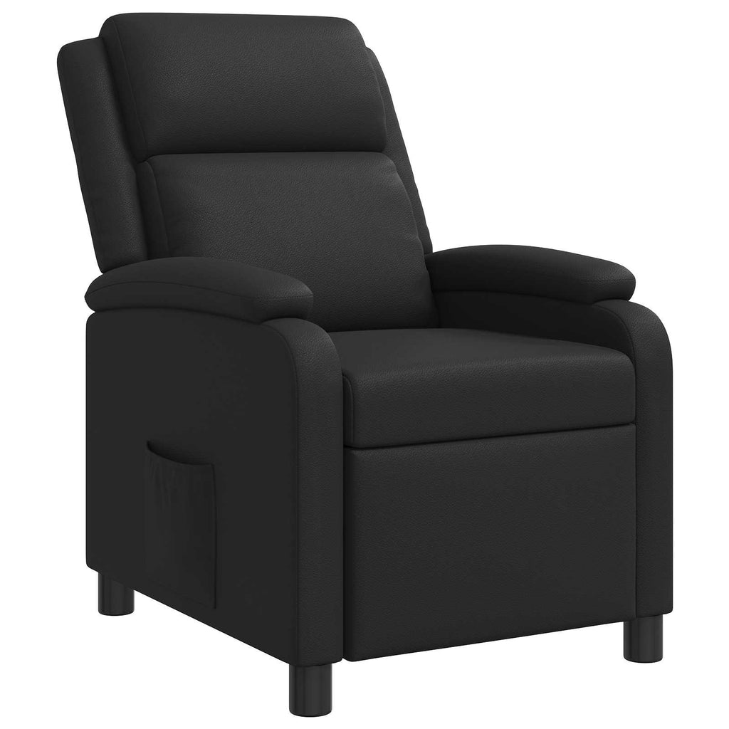 vidaXL Fotel recliner Czarny Ekoskóra