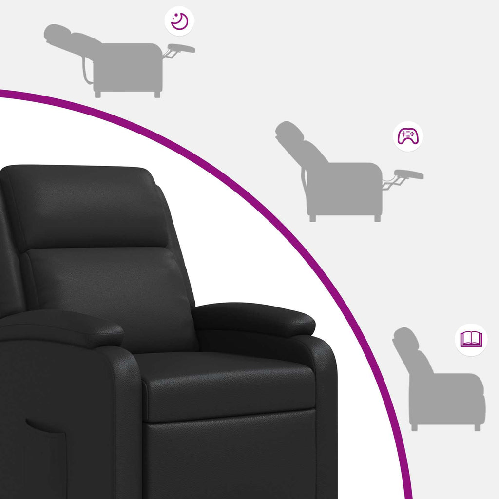 vidaXL Fotel recliner Czarny Ekoskóra