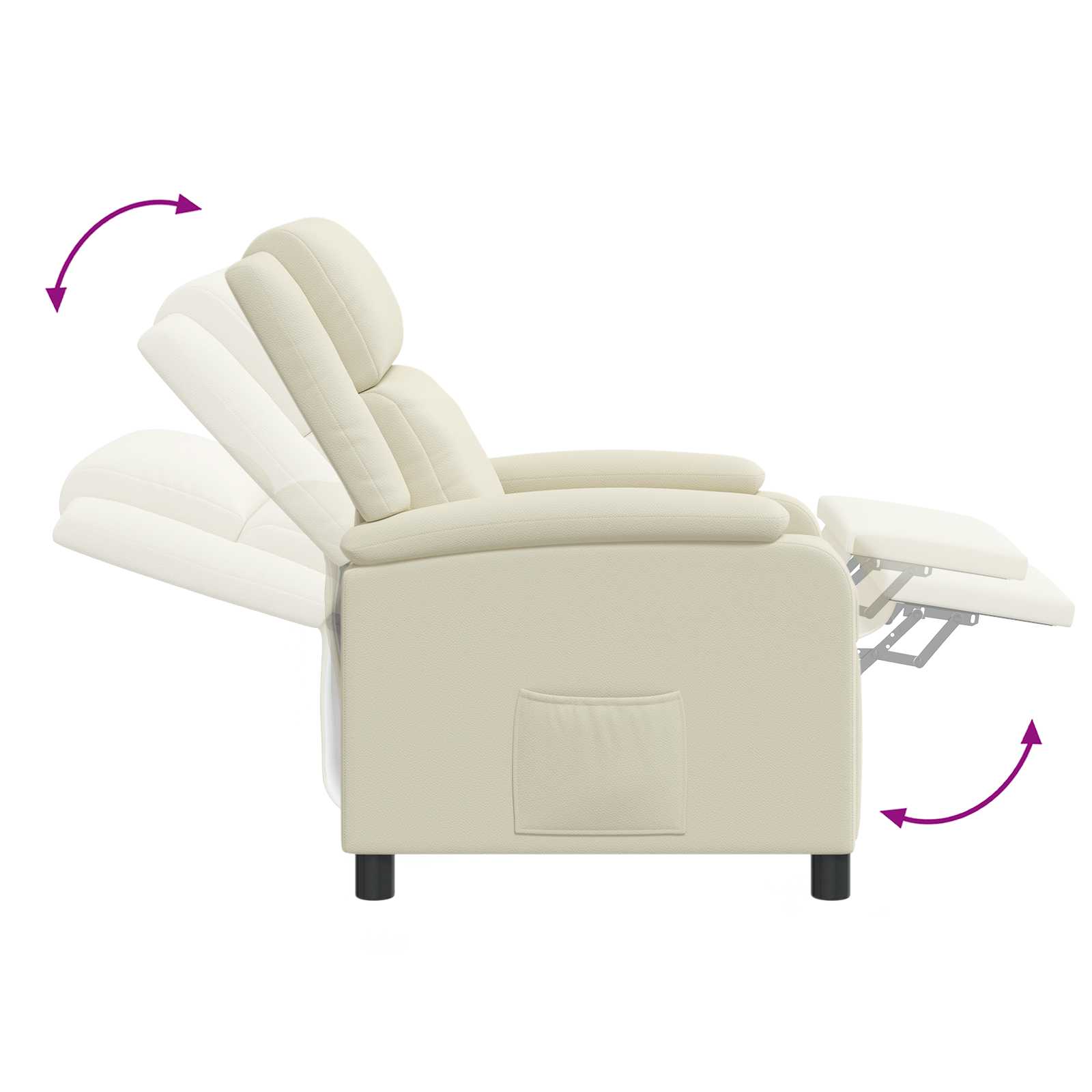 vidaXL Fotel recliner kremowy Ekoskóra