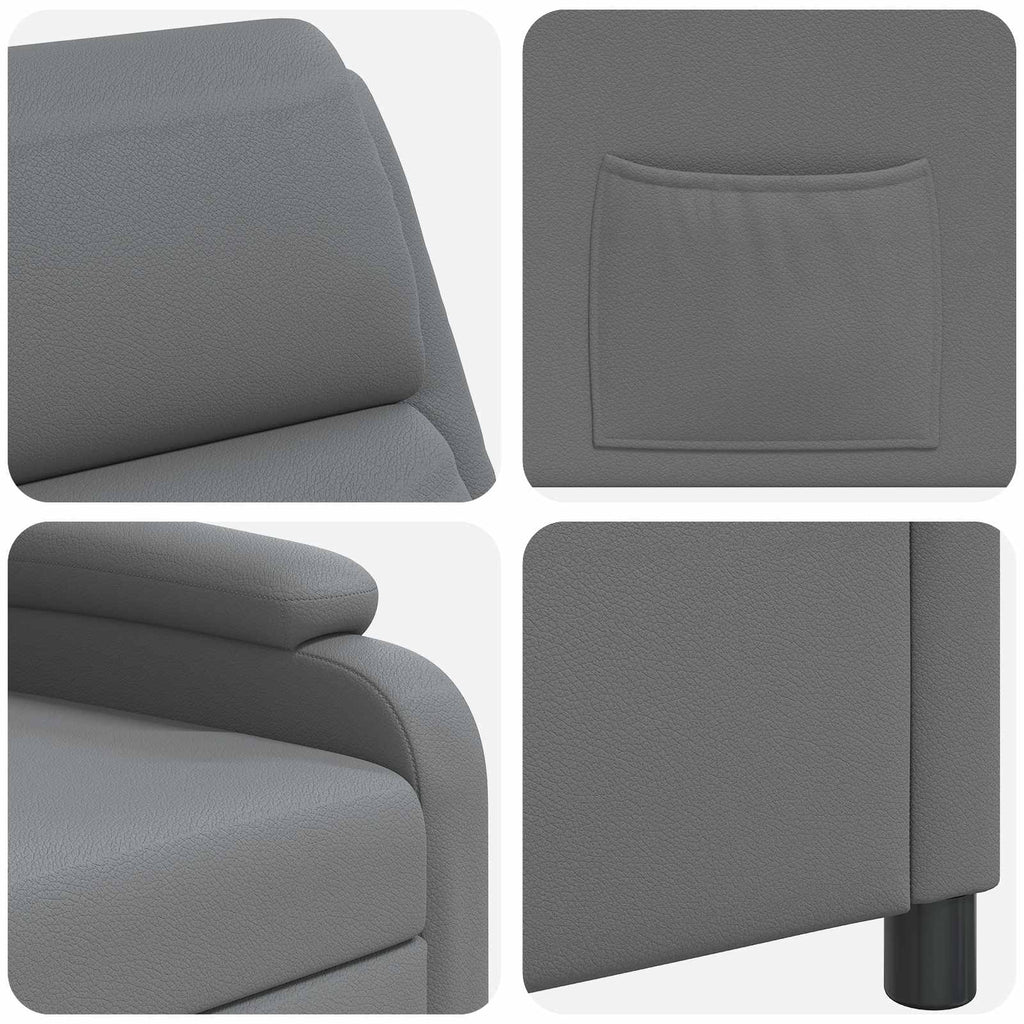 vidaXL Fotel recliner Szary Ekoskóra