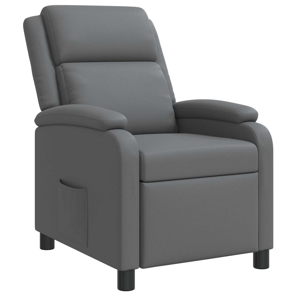 vidaXL Fotel recliner Szary Ekoskóra