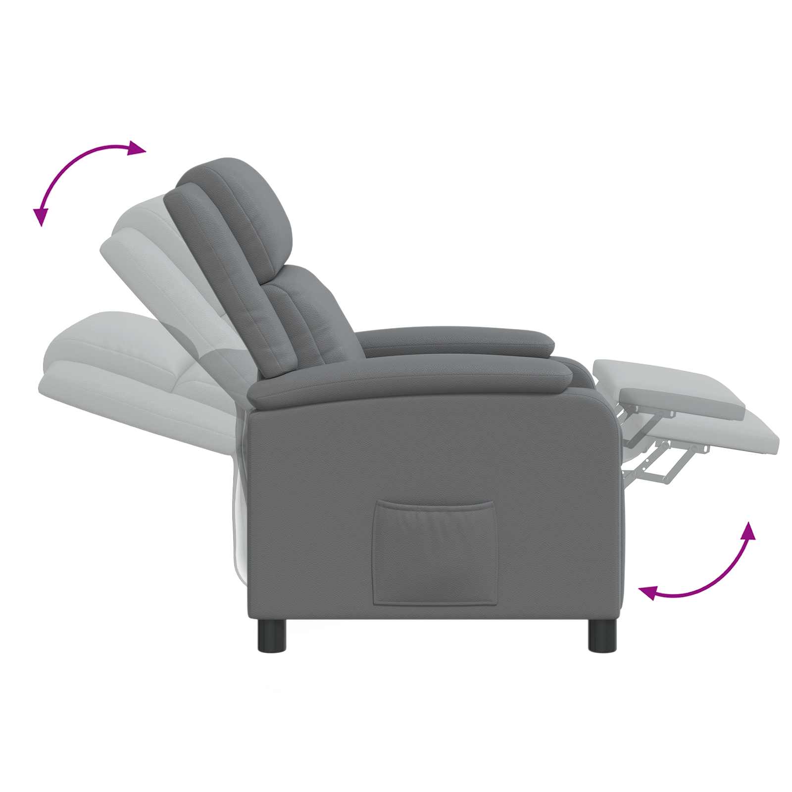vidaXL Fotel recliner Szary Ekoskóra