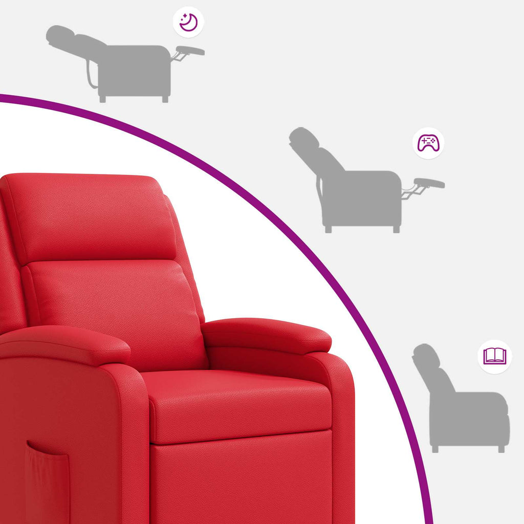 vidaXL Fotel recliner czerwony Ekoskóra