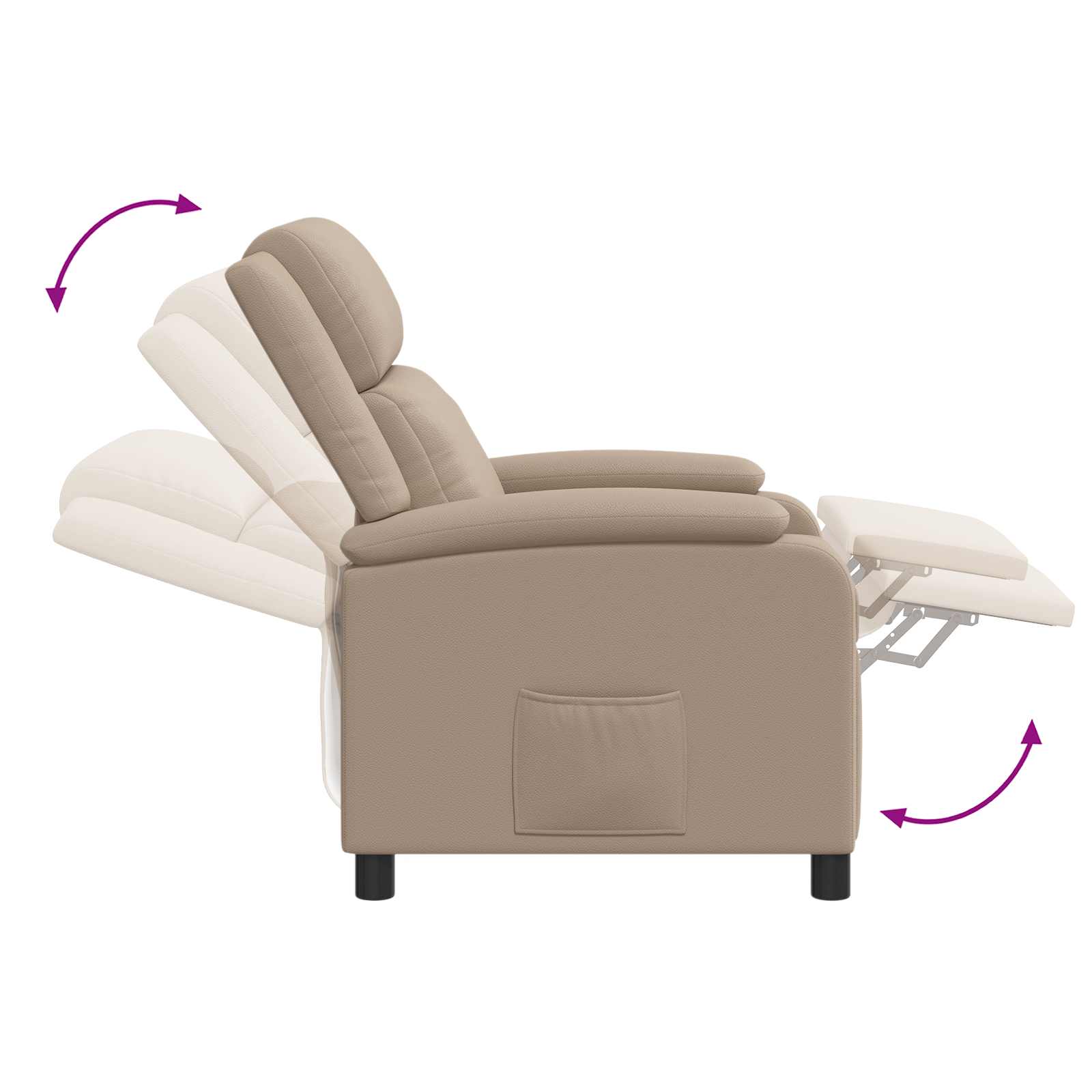 vidaXL Fotel recliner Cappuccino Ekoskóra