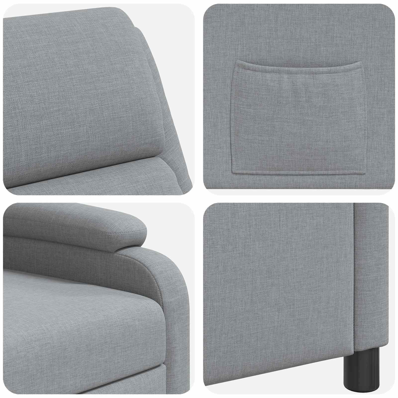 vidaXL Fotel recliner jasnoszary tkanina