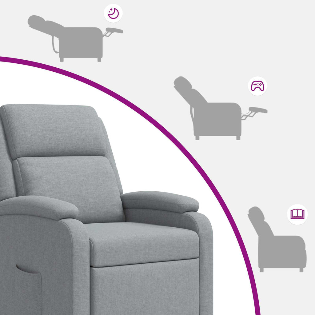 vidaXL Fotel recliner jasnoszary tkanina