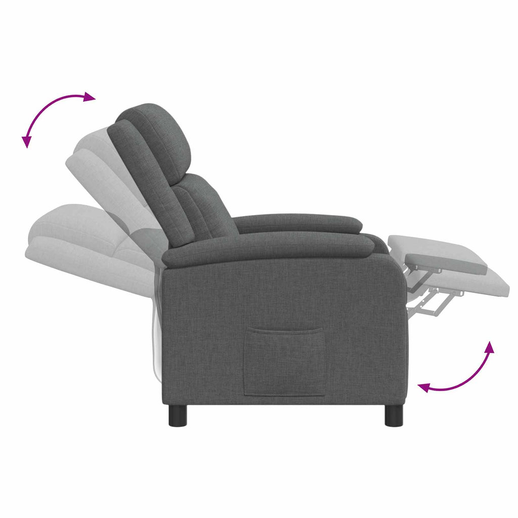 vidaXL Fotel recliner ciemnoszary tkanina