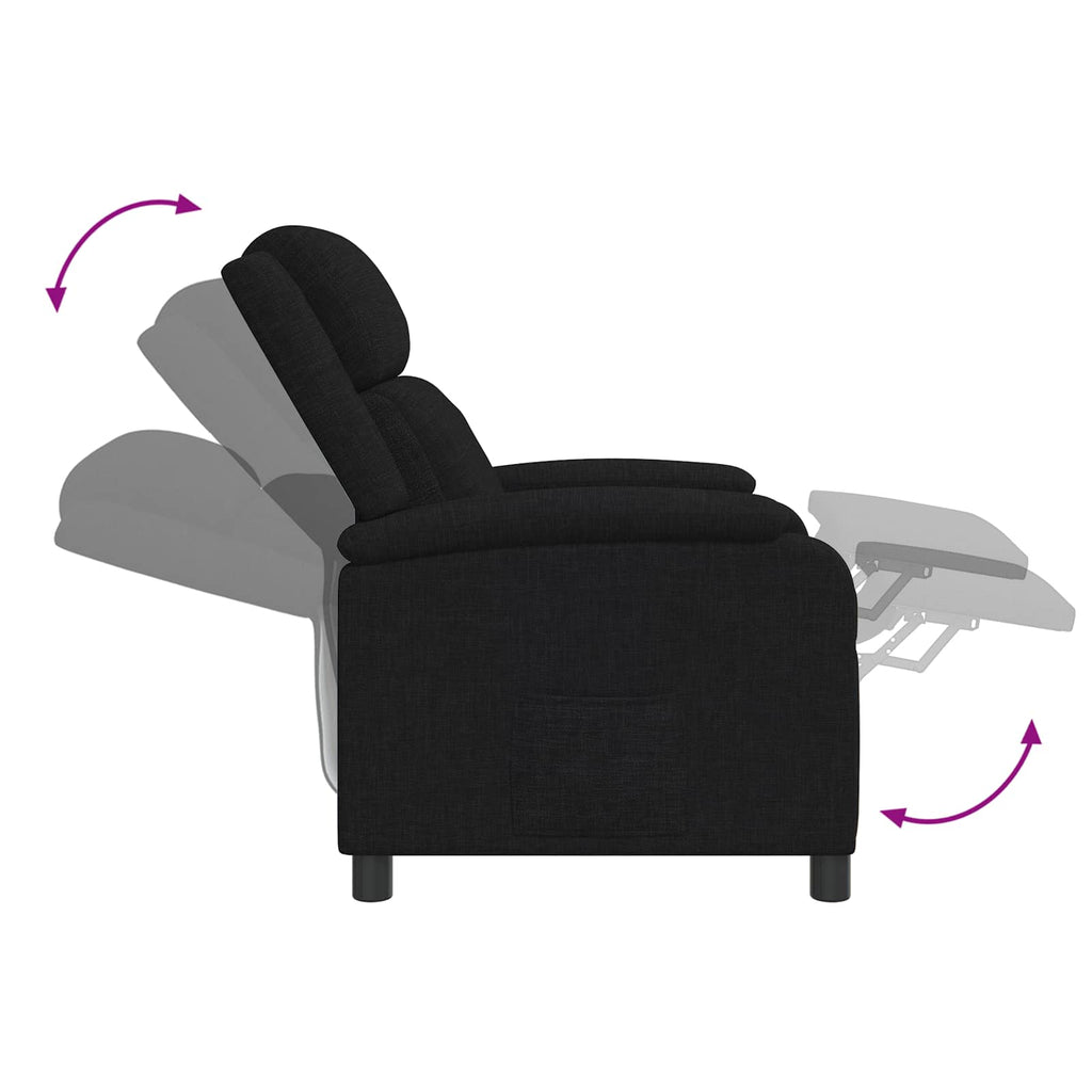 vidaXL Fotel recliner Czarny tkanina