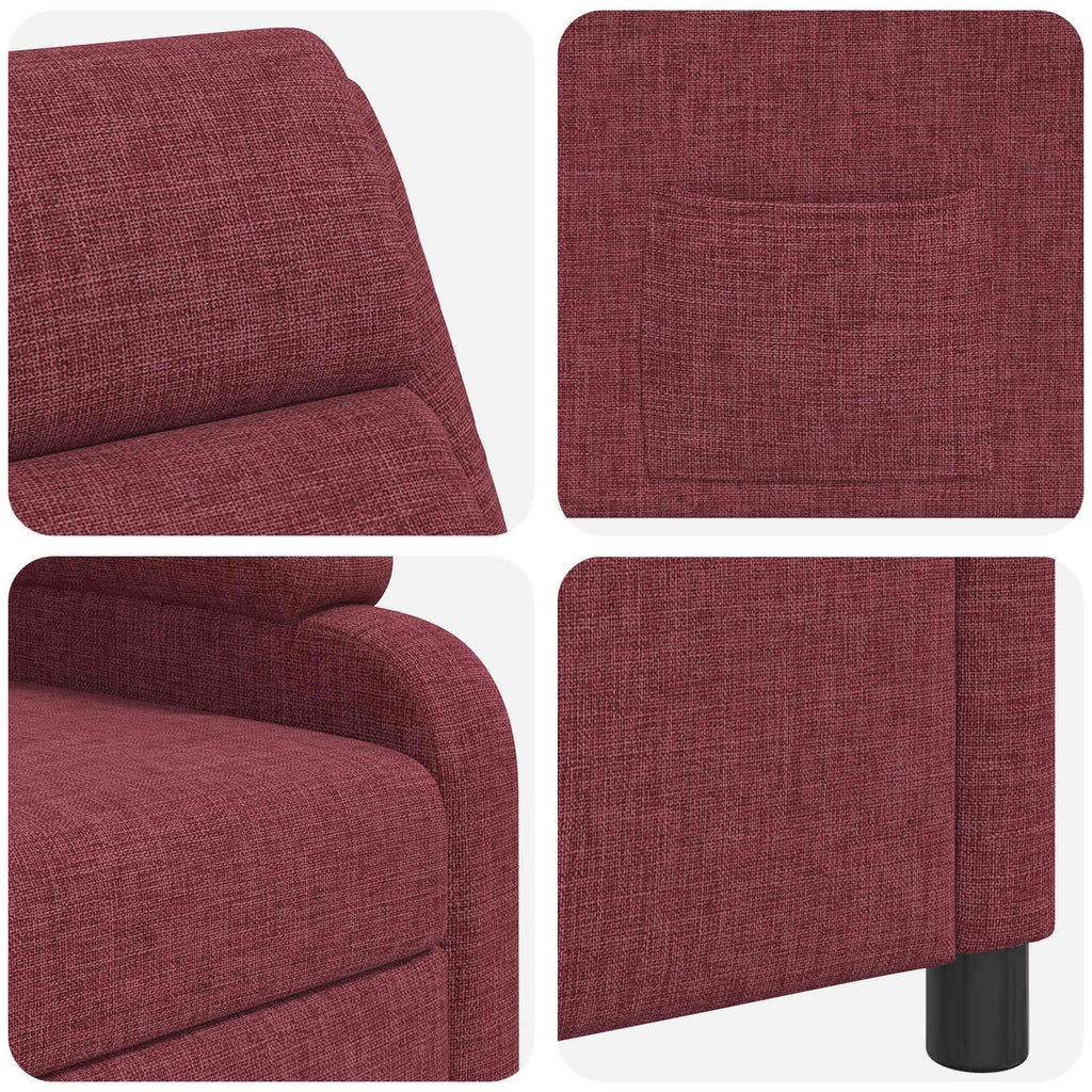 vidaXL Fotel recliner Czerwone wino tkanina