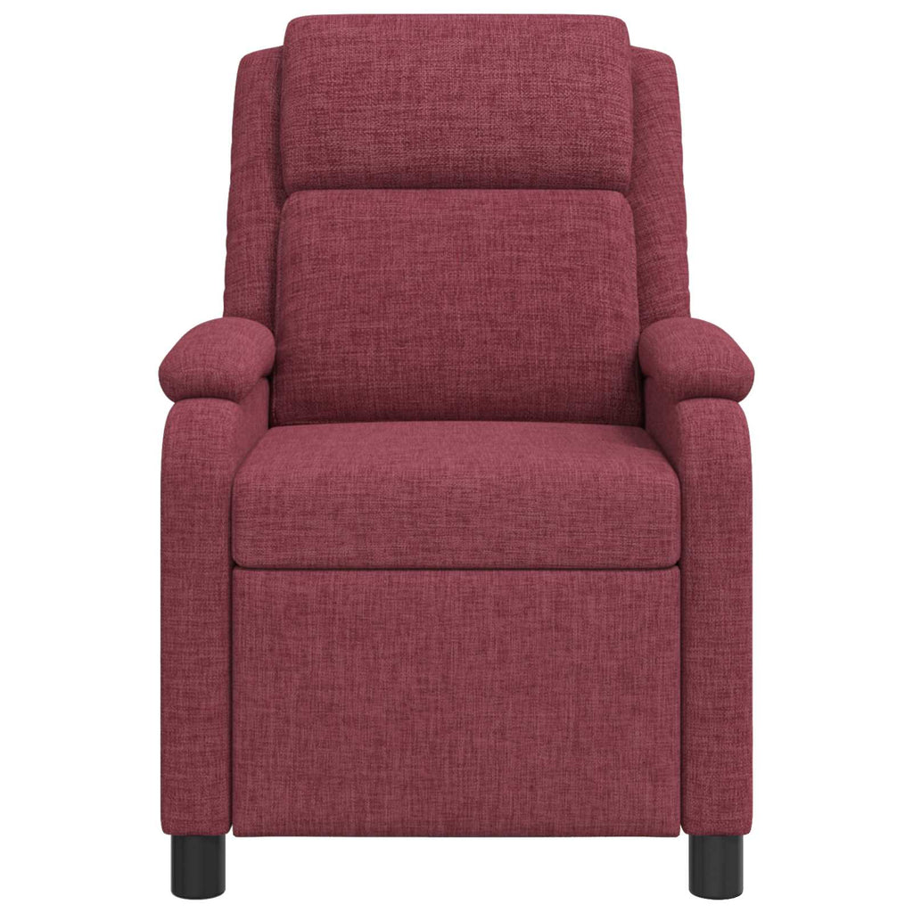 vidaXL Fotel recliner Czerwone wino tkanina