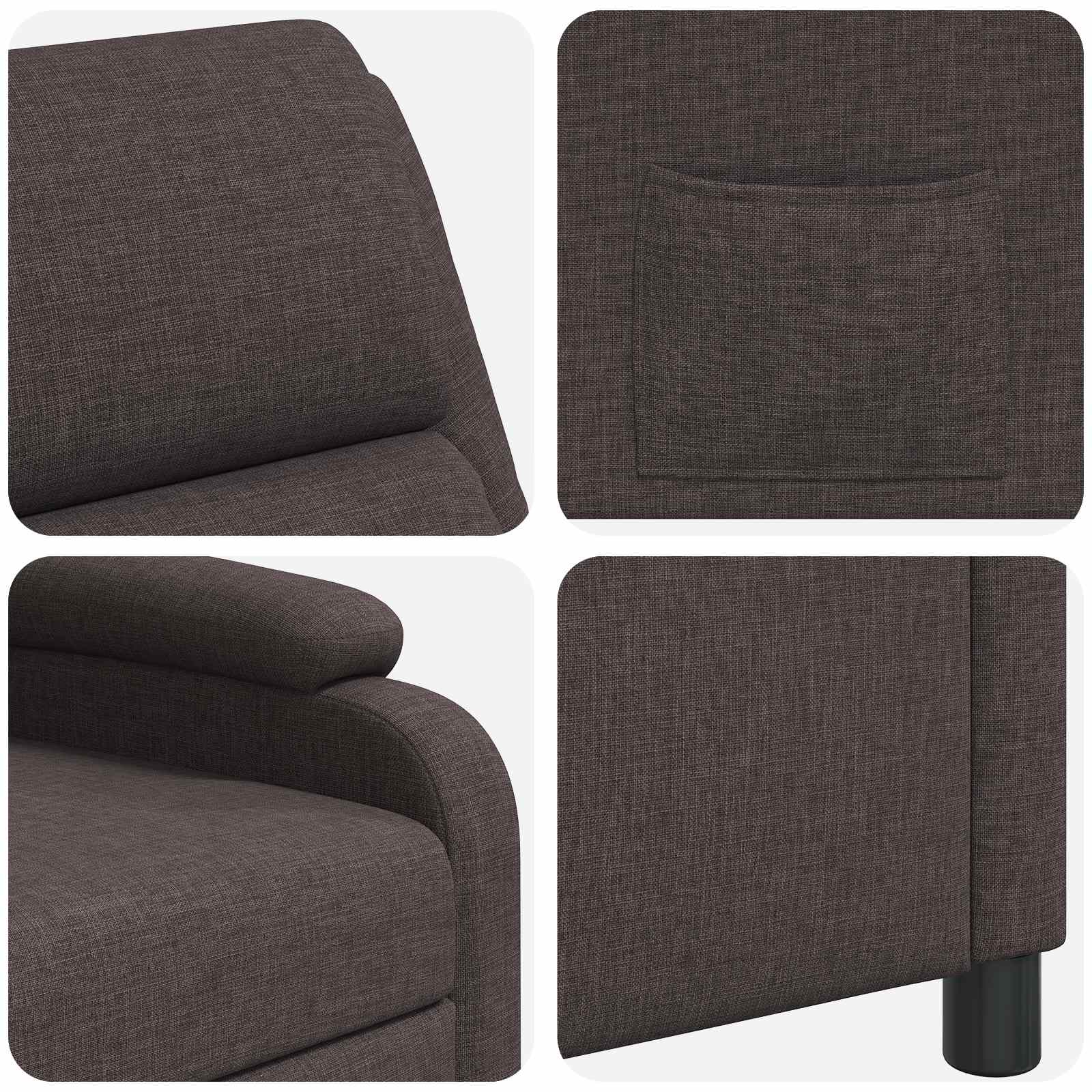 vidaXL Fotel recliner Ciemny brąz tkanina