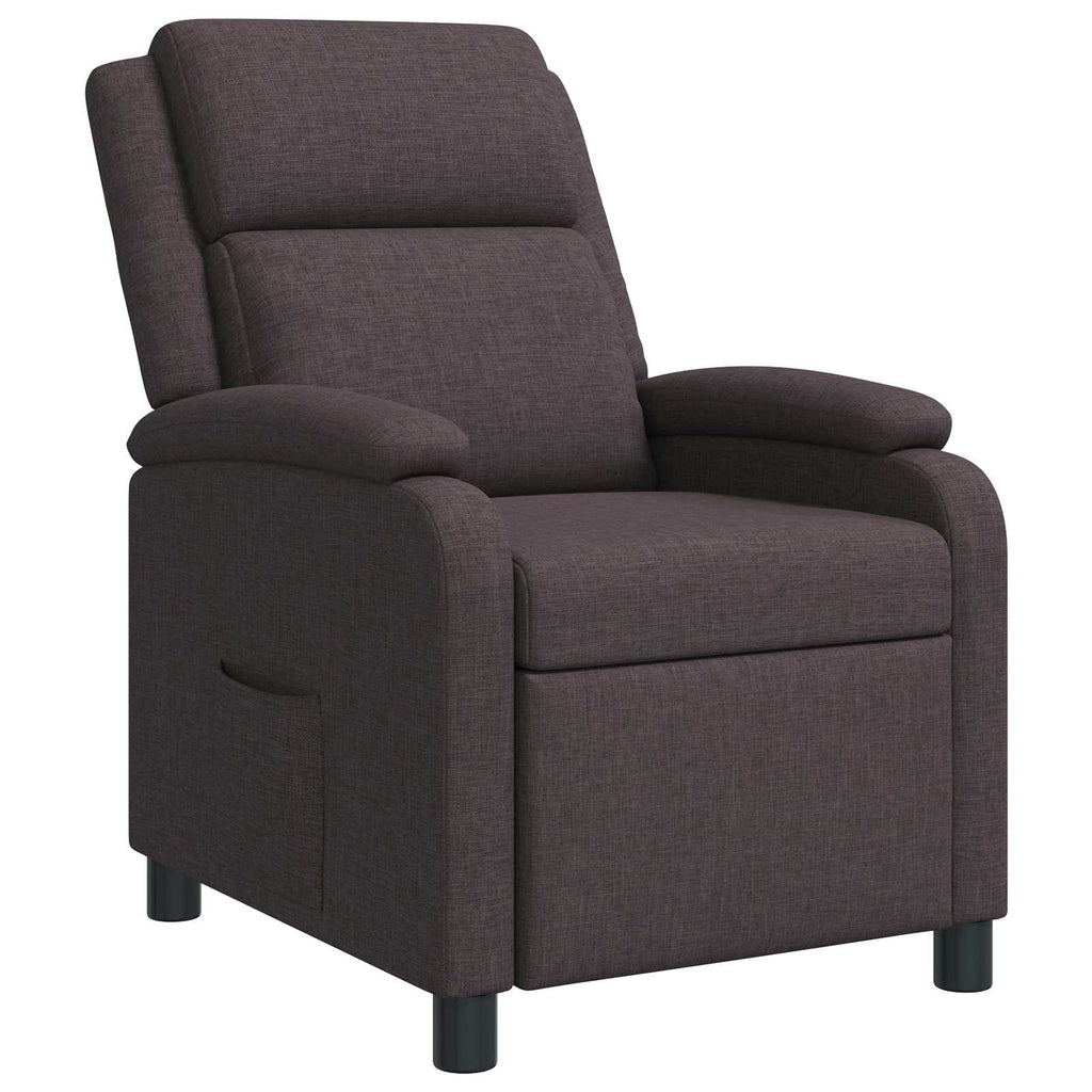vidaXL Fotel recliner Ciemny brąz tkanina