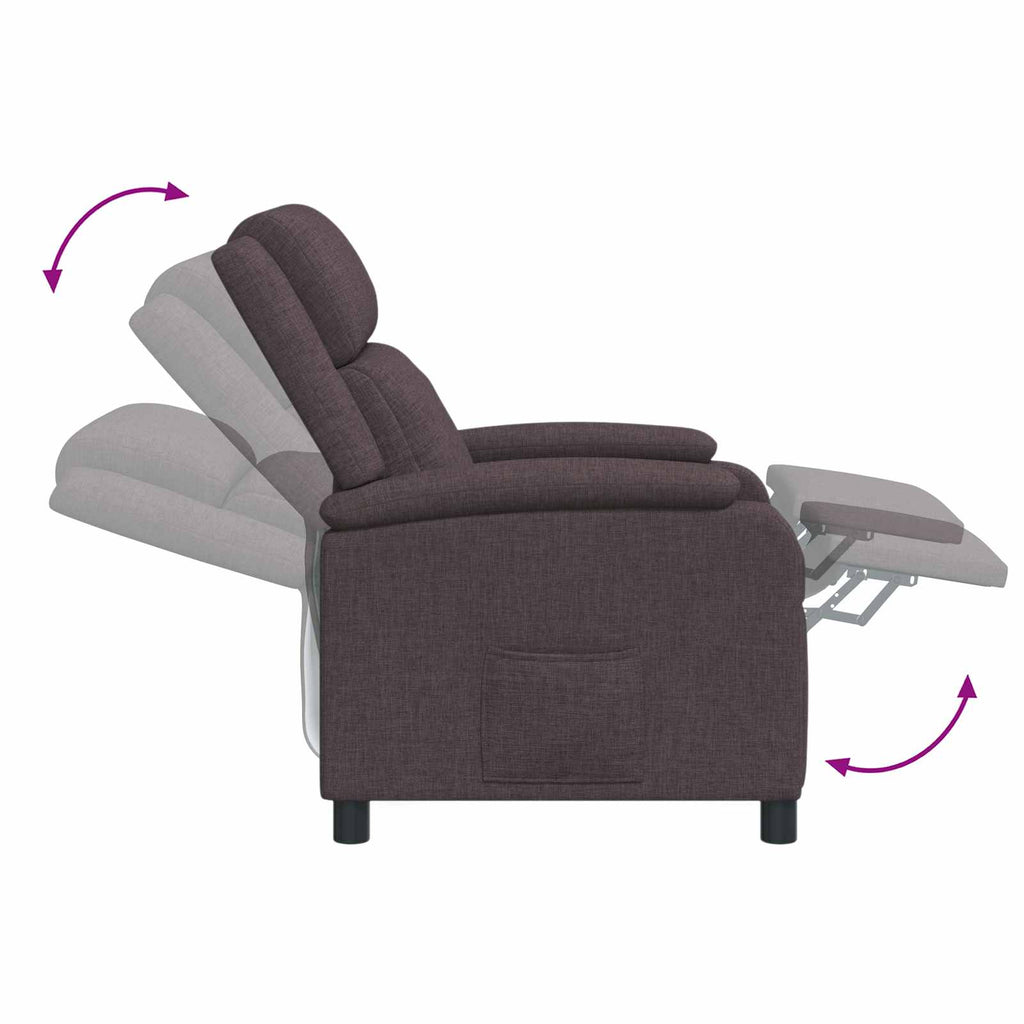 vidaXL Fotel recliner Ciemny brąz tkanina
