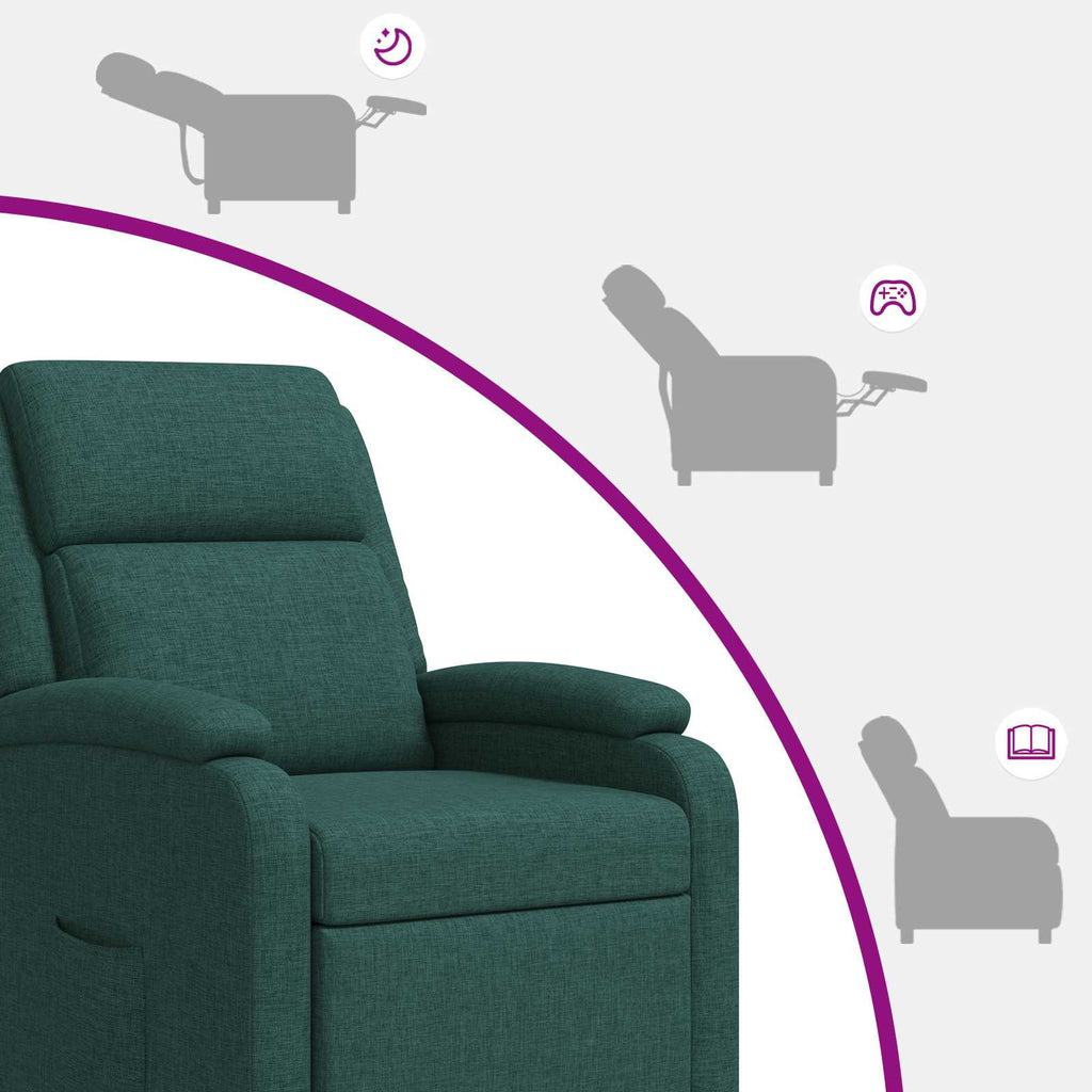 vidaXL Fotel recliner Ciemnozielony tkanina