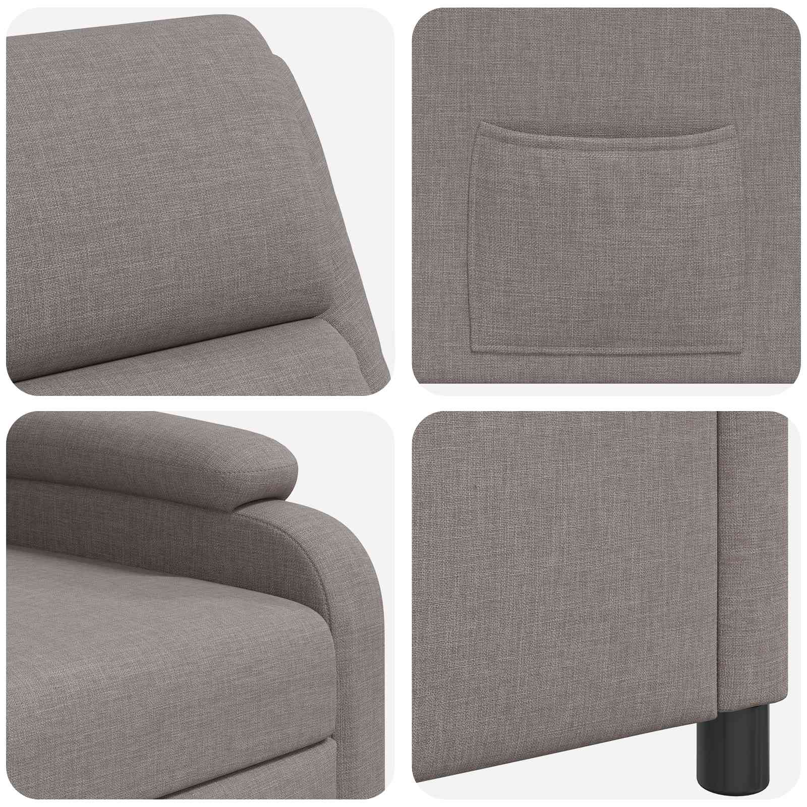vidaXL Fotel recliner Ciemnoszary tkanina
