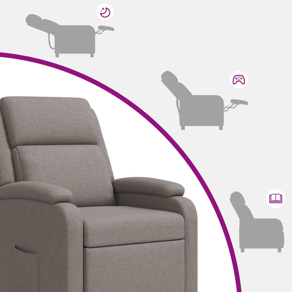 vidaXL Fotel recliner Ciemnoszary tkanina