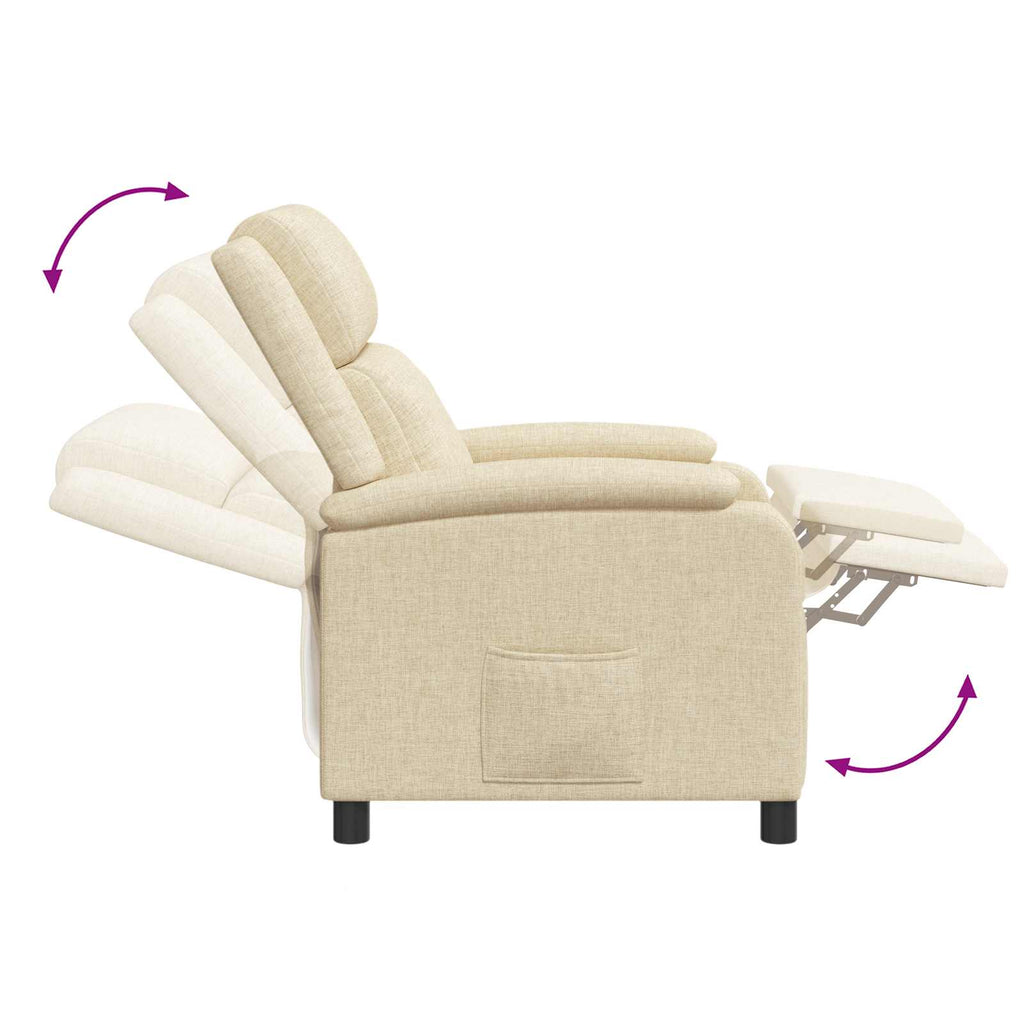 vidaXL Fotel recliner kremowy tkanina