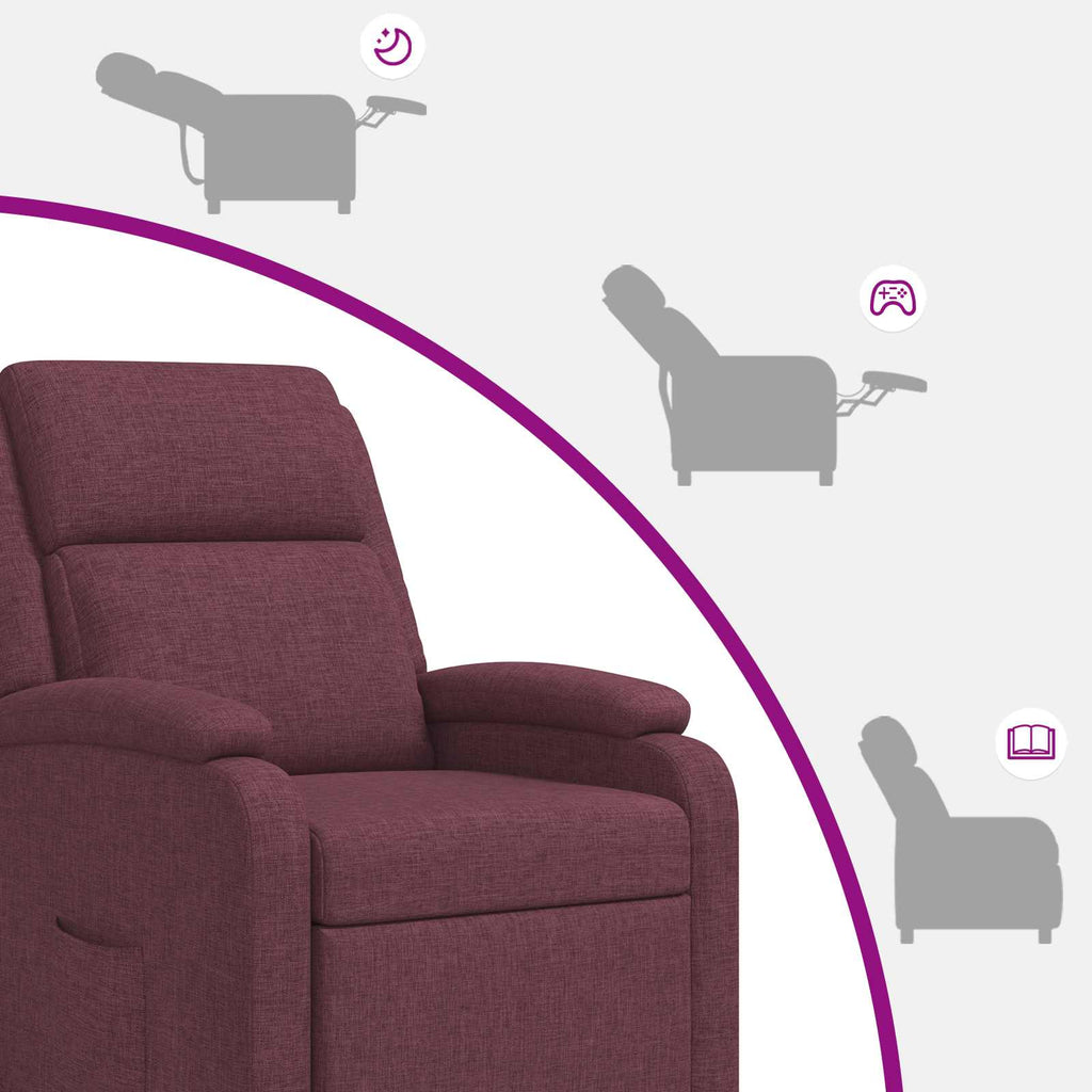vidaXL Fotel recliner Fioletowy tkanina