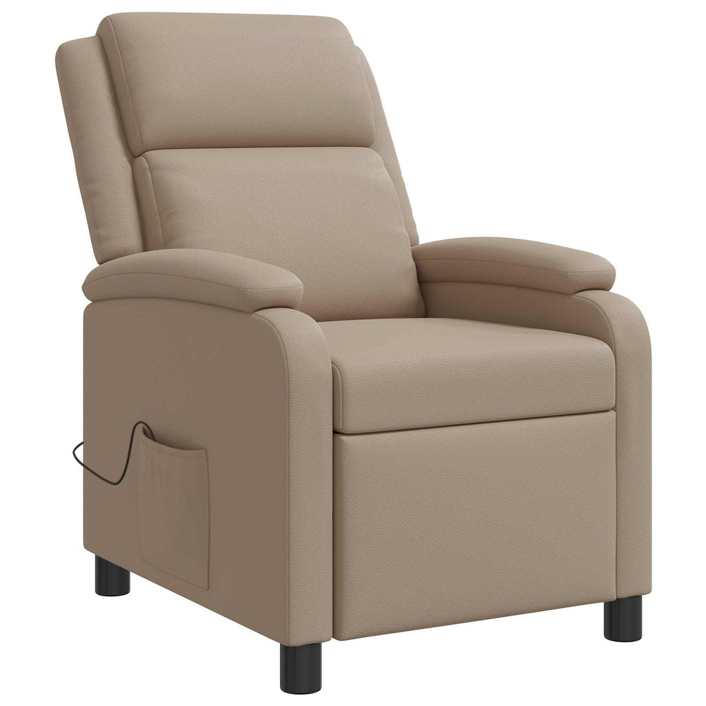 vidaXL Fotel masujący Cappuccino Ekoskóra