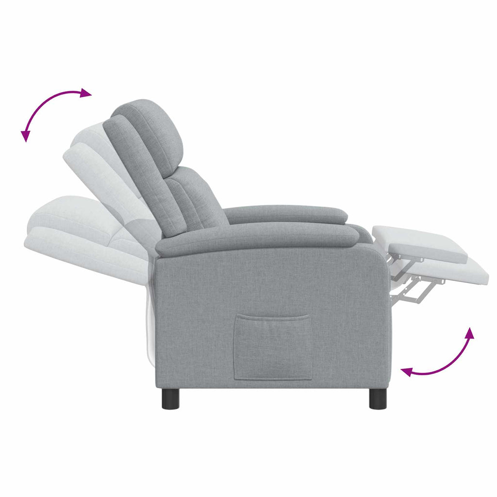 vidaXL Fotel masujący jasnoszary tkanina