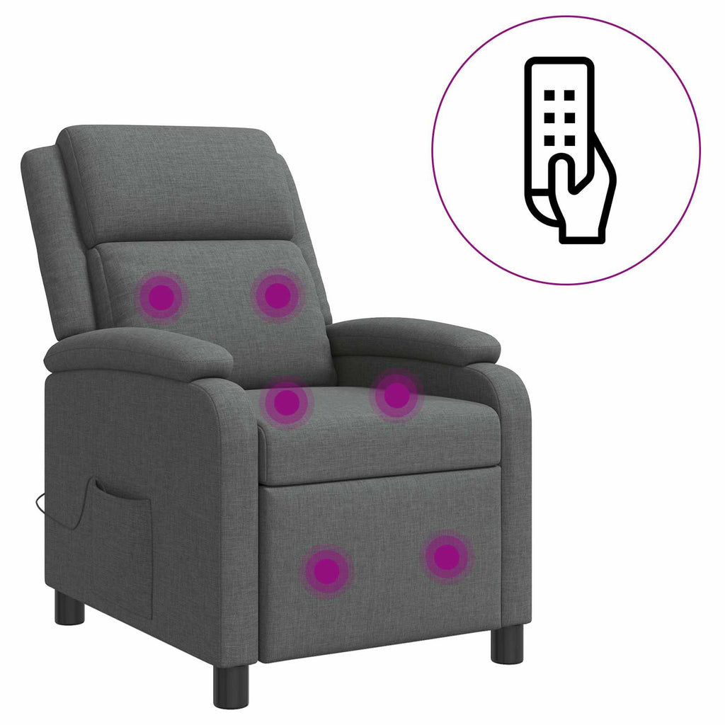 vidaXL Fotel masujący ciemnoszary tkanina